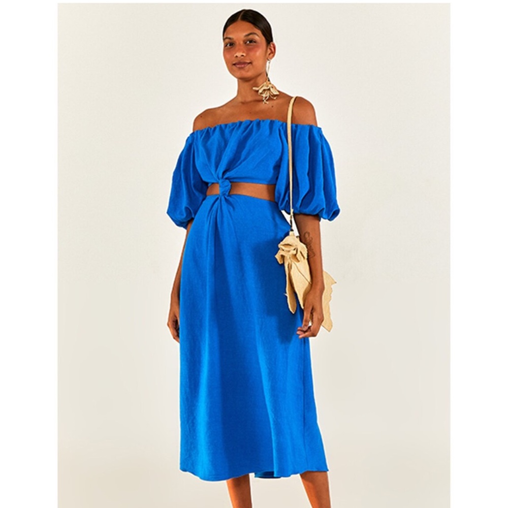 Blue cutout Farm Rio Dress NWT